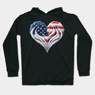 Fighter Jet Airplane American Flag Heart 4Th Of July Hoodie